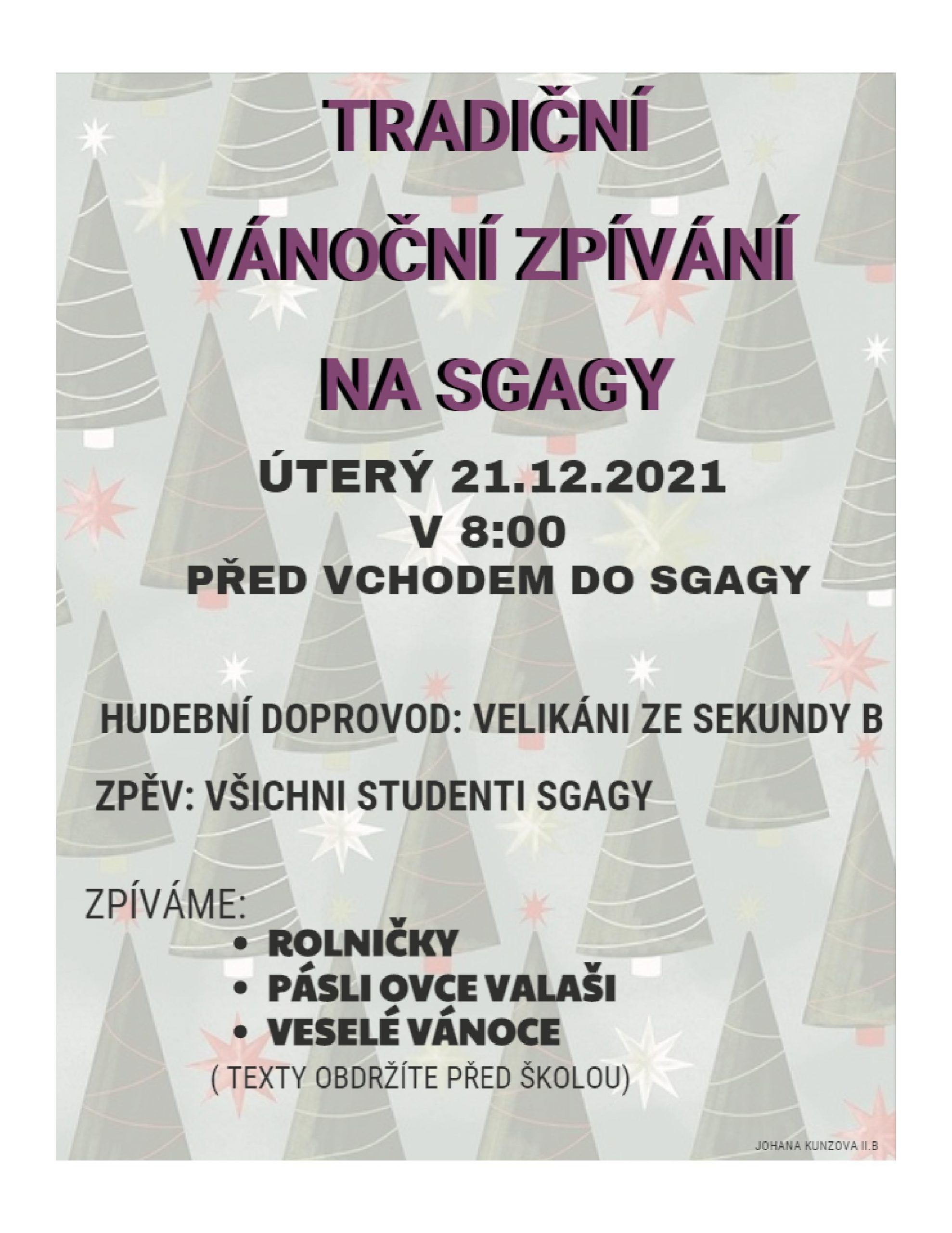 Tradiční vánoční zpívání na SGAGY