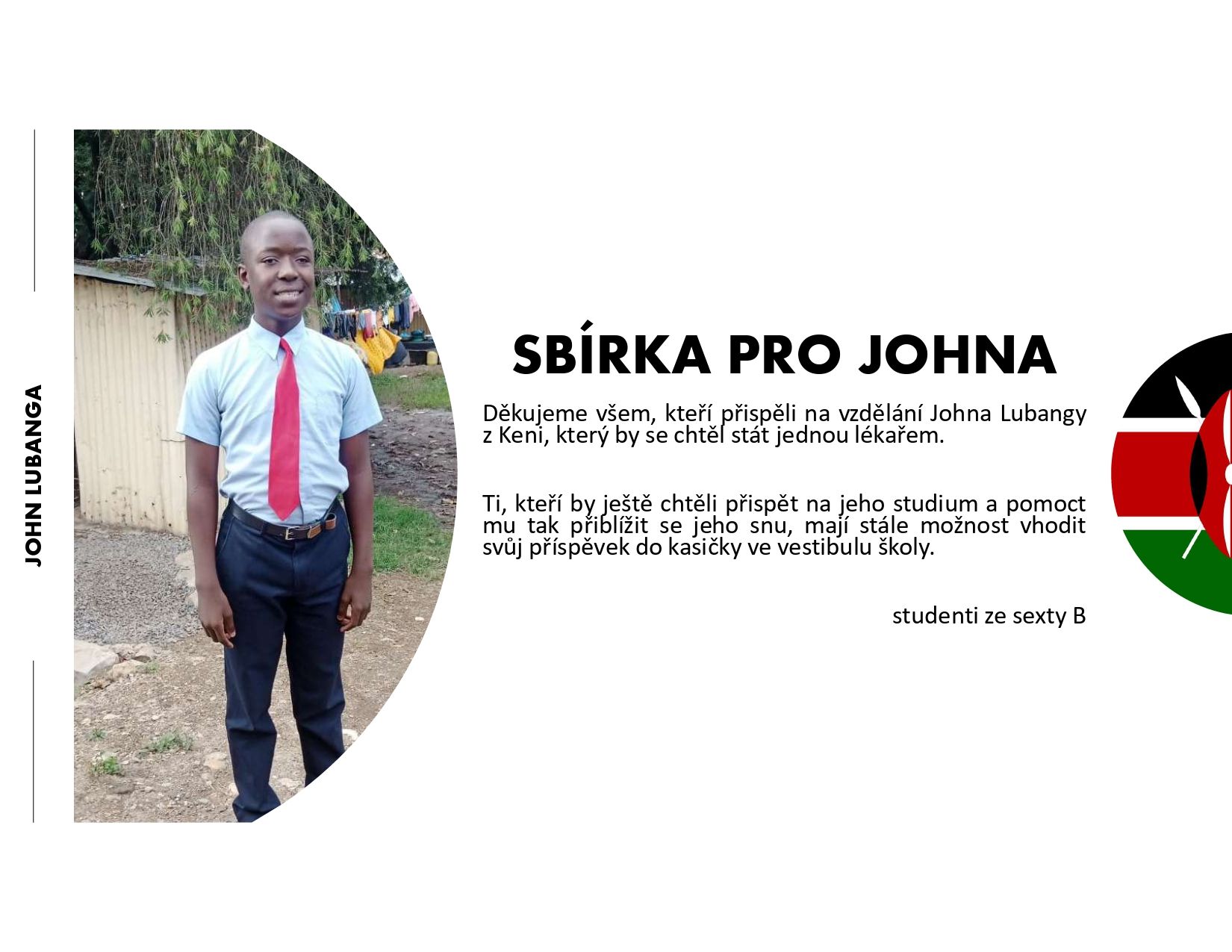 SBÍRKA PRO JOHNA – PODĚKOVÁNÍ