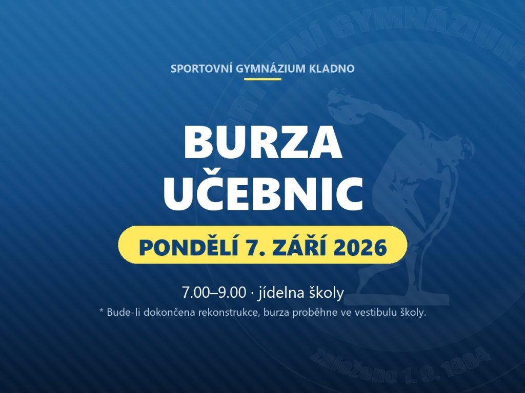 Burza učebnic – pondělí 7. září 2026, 7.00–9.00, jídelna školy