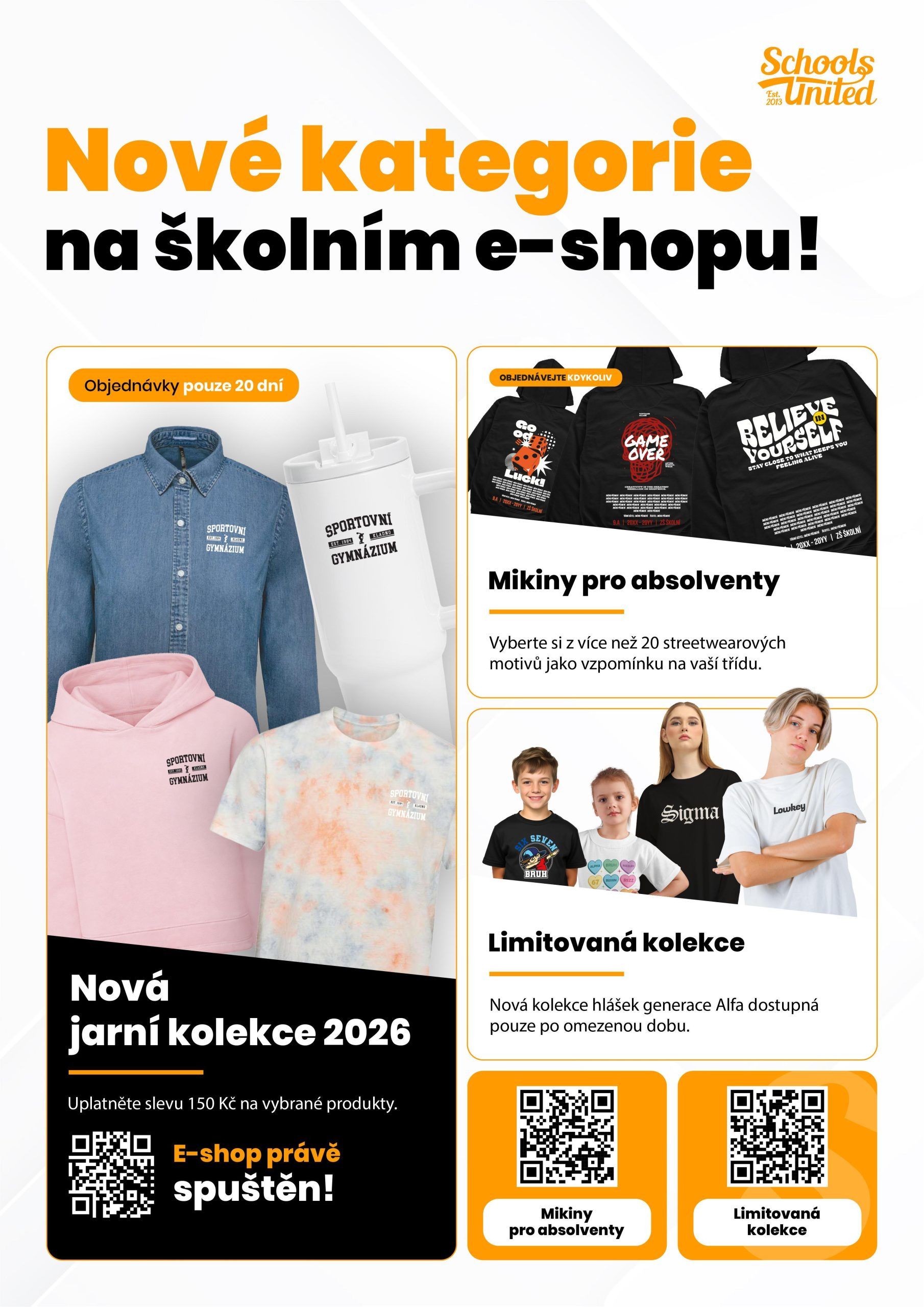 Školní e-shop je spuštěn! Nová jarní kolekce 2026